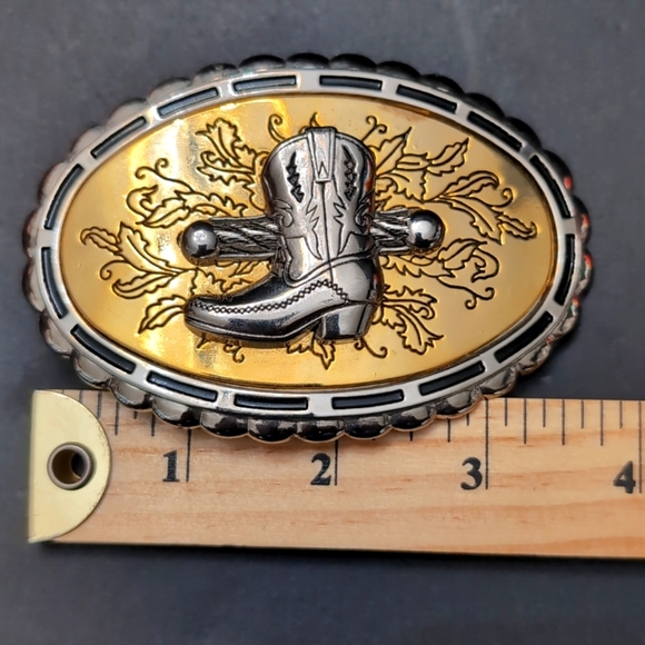 Tosoni Selleria Western Gold/Silver Toned Cowboy Boots Belt buckle. - Picture 6 of 7